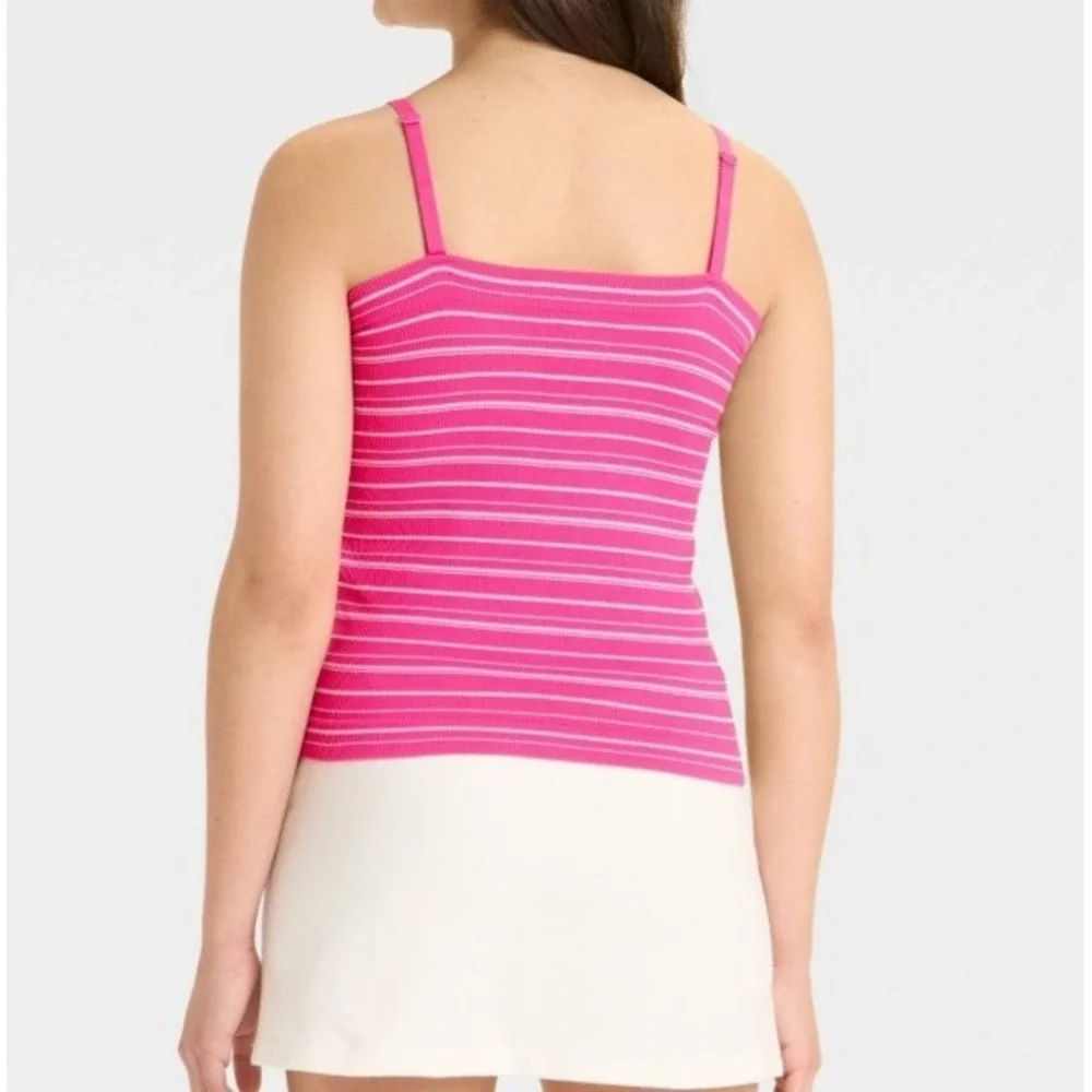 Girls' Stripe Tube Tank Top ribbed - art class™ size L 10/12 magenta pink